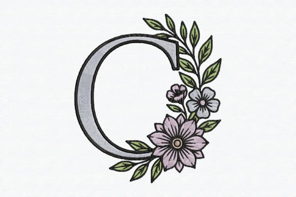 C Floral Alphabet Embroidery Design Review for Apparel