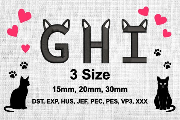 Cat Ears Embroidery Font Alphabet H I J – A Designer’s Review for Boutique Sweatshirt Branding