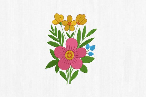 Colorful Floral Bouquet Embroidery Art