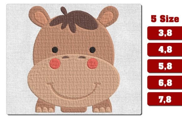 Cute Baby Hippo Machine Embroidery File