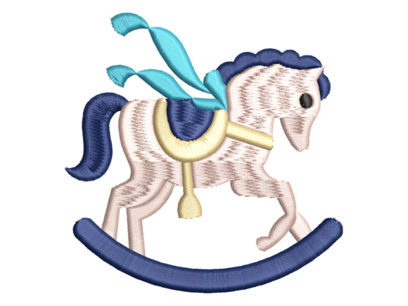 Cute Rocking Horse Embroidery: A Versatile Design for Small Business Branding