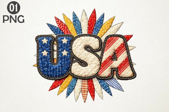 Patriotic USA Embroidery PNG Design
