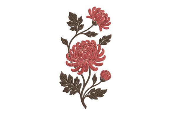 Red Chrysanthemum Embroidery: A Seasonal Gem